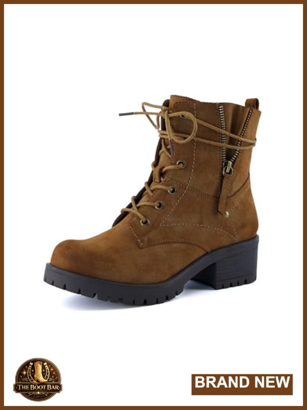 Women's Lace-Up Combat Boots with Side Zipper, Memory Foam Insoles, Faux Fur